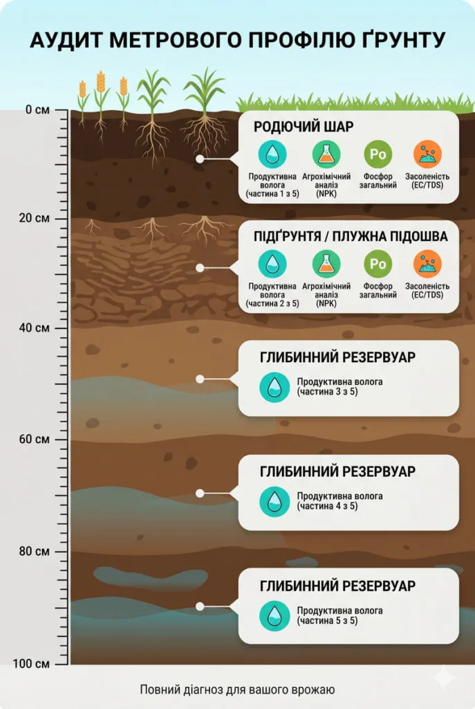 Пошаровий аналіз ґрунту на кожних 20 сантиметрах